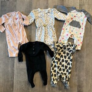 Lot of 5 - baby girl romper, one pieces, 3-6 months